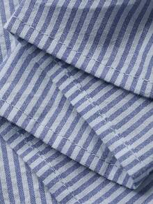 Livesso 无袖棉质条纹中长连衣裙，适合海滩度假 - 藍色 - 查看 3