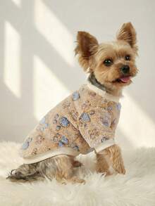 PETSIN 1 pieza Sudadera de felpa para mascotas con estampado lindo de mascota, cálida - Multicolor - Ver 4