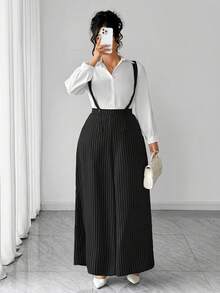 Elenzga 大码休闲条纹阔腿连体裤 黑白连衣裙 女士优雅连体裤 女士正式连体裤 女士优雅两件套 女士优雅连体连衣裙 大码商务休闲女士两件套 女士工作服套装 女士职业装 女士休闲商务装 女士办公室工作服 女士冬季套装 半身裙套装 女士休闲商务装 女士休闲装 女士优雅套装 女士套装 - 黑色 - 查看 6