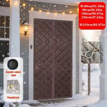 1 件磁性隔热门帘 - 厚牛津布面料，加厚防雨衬里，加高 2 英寸，尺寸 36 英寸 x 80 英寸，适用于推拉玻璃门，隔热隔音，灰色，冬季门帘，推拉玻璃门隔热，表面纹理，结构设计，家居隔热，缝线紧密，家居隔热解决方案 - 彩色 - 查看 16