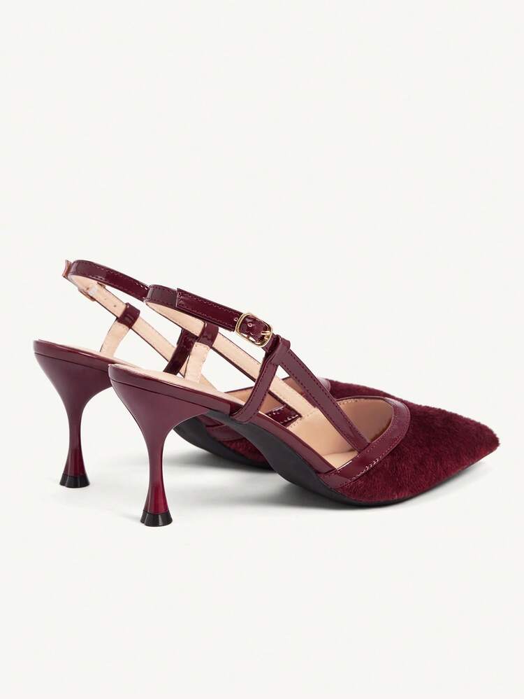 CUCCOO CHICEST Women's Pointed Toe Buckle Design Fashionable Elegant High Heels Valentine's Day Elegant Shoes