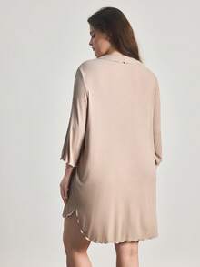 Ocili Áo ngủ cỡ lớn, chất liệu gân, thoải mái, cổ bèo nhún, cài nút. - Màu Khaki - Xem 3