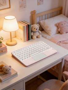 Teckwe 1 Pack Abs Material Bluetooth Round Keycap Keyboard With Silent Touchpad Ergonomic 1mm Key Travel Multi Device Compatible Wireless Portable With Sleep Mode Black Wireless Touch Keyboard For Office Business Trip Working Students Back To School Home Use Quiet Compact Universal For Ipad Tablet Phone - Multicolor - View 6