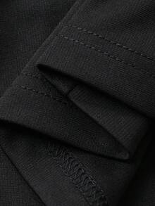 Livesso Frühlings- und Sommer-Mode schwarzes asymmetrisches Schulter-Kurzoberteil mit Spitzenbesatz, gerade geschnittene Lässig Hose Set, Business-Casual Urlaubs-Elegant Pendler Damen 2-teiliges Outfit Loungewear Set für Frauen - Schwarz - Übersicht 3