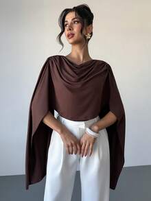 RiviMae Women's Fashionable Sleeveless Ruched Solid Color Bodysuit - Brown - View 5