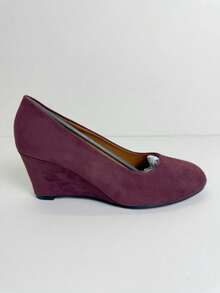 CUCCOO BIZCHIC Maroon Suede Wedge Pumps, Versatile Daily Casual Style For Commuting Spring Shoes - Jujube - View 18