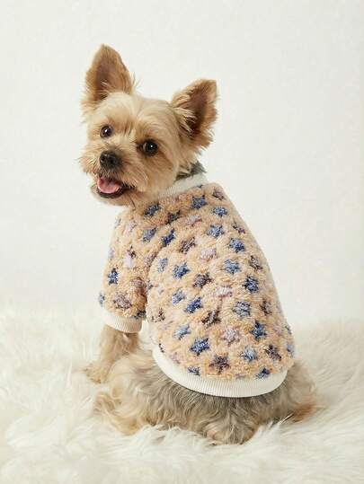 PETSIN 1 Pc Star Pattern Coral Fleece Pet Sweatshirt Without