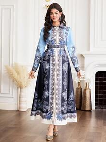 Al Najma 女士印花长袖优雅衬衫裙 - 彩色 - 查看 2