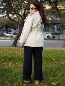 Lupita Cardoza Women's Fashionable & Elegant Double-Breasted Belted Trench Coat French Style Clothes Women Trench Coat Trench Coat Women In Fall/Winter,Cozy Fall And Winter Clothes For Women - Grey - View 2