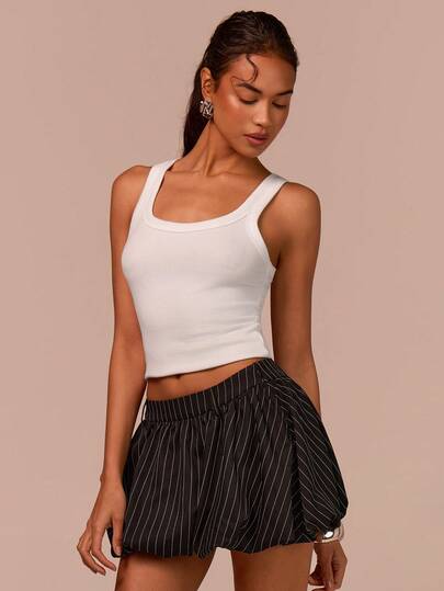 COSMINA Black & White Striped High-Waisted Bubble Hem Mini Skirt Shorts, Casual Elegant Y2K Academic Style Skirt, Mini Skorts, Black And White Striped Mini Skort, Mini Skirt, Casual Outfit For Women, Going Out Outfits, Summer Holiday Outfits, Spring And Summer Outfits For Women