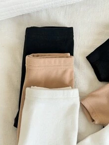 SHEIN 3件套男女宝宝通用柔软舒适纯色基础款贴身睡衣套装，包括短袖T恤和长裤 - 彩色 - 查看 8