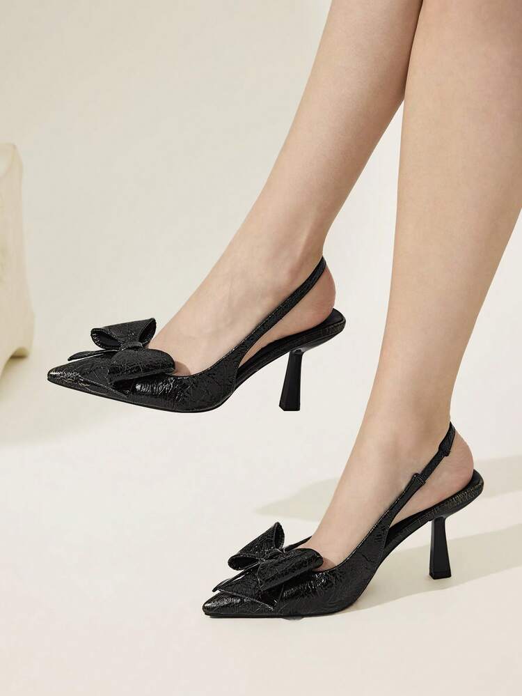 CUCCOO CHICEST Women's Pointed Toe Bow Decor Elegant High Heels Valentine's Day Elegant Shoes