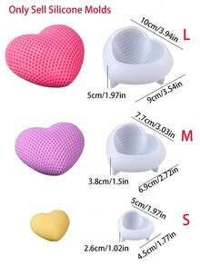 1 cái/3 cái Khuôn nến silicon hình trái tim lưới 3D, Khuôn nến thơm tình yêu thủ công DIY, Quà tặng lãng mạn ngày lễ tình nhân, Trang trí nhà cửa - Trái tim - Xem 11