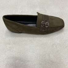 CUCCOO BIZCHIC 羊皮复古休闲舒适修身搭扣乐福鞋，女士款 - 軍綠色 - 查看 13