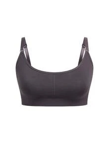 حمالة صدر بليت بحجم زائد بسيطة بالموحد اللون دون خياطة - رمادي غامق - مشاهدة 1