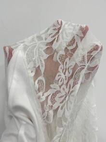 Coolane Women's Spring/Summer Concert Rave Festival Going Out Rave Fair Y2K Luxury Contrast Lace White Petite Bell Bottoms - White - View 7