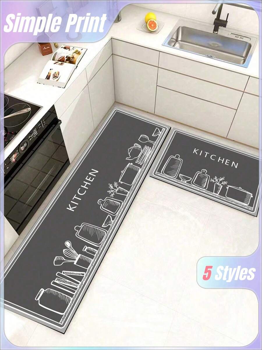 SHEIN 1pc Diatomite Kitchen Mat, Simple Pattern Cushioned Anti-Fatigue Kitchen Rug, Absorbent Quick-Dry Non-Slip Floor Mat For Kitchen, Bathroom, Entryway, Laundry Room