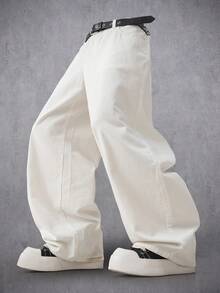 Manfinity Denimwave 男士印花口袋宽松休闲牛仔裤 - 白色 - 查看 2