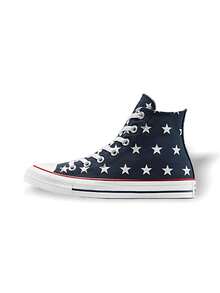 Converse Giày thể thao cao cổ Chuck Taylor All Star Unisex, thoáng khí, thấm hút mồ hôi, nhẹ, độ co giãn tốt, màu sắc bền chắc, đa năng, dễ giặt, nhanh khô, phù hợp cho sinh hoạt hàng ngày, đi học, thể thao, hoạt động ngoài trời, màu xanh navy và trắng A15503C - Màu xanh / trắng - Xem 1