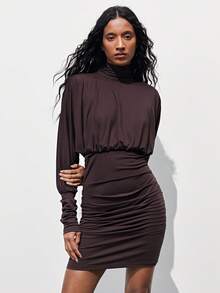 Maija Brown Round Neck Sleeveless Dress With Waist Tie Back For Women - Brown - View 7