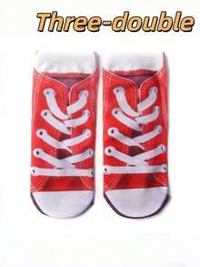 Joivida 3D Stereo Printed Funny Canvas Socks Quirky Soft Breathable Cotton Blend Moisture Wicking Non Slip Ribbed Cuff All Day Comfort Perfect For Daily Wear Casual Outings Office School Weekend Gatherings Novelty Funky Crazy Cute Colorful Statement Socks Fashion Must Have Cozy Durable Versatile Footwear Accessory - Multicolor - View 8