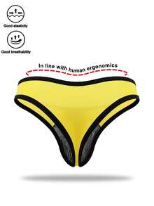 1pc Fashionable Yellow Lace Trim Sexy Briefs For Men - Multicolor - View 2