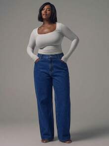 MUSERA Plus Size Jeans - Dark Wash - View 3