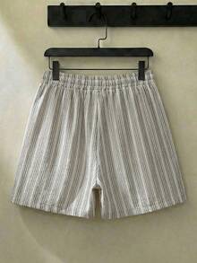 ESTAVOR Men's Casual Striped Drawstring Waist Shorts, Spring/Summer - Beige - View 2