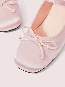 CUCCOO DOLLMOD 女士浅粉色缎面方头蝴蝶结圆头高跟鞋，职场百搭，可爱甜美气质 - 香檳色 - 查看 5