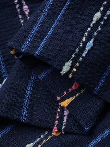 DAZY Quần ống rộng kẻ sọc tương phản, cạp chun, kiểu dáng thoải mái, thích hợp cho nữ, mùa xuân/hè. - Màu xanh lam - Xem 4