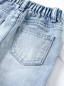 SHEIN Baby/Baby Mädchen Allround Lässige Washed Gerade Bein Jeans - Mittele Waschung - Übersicht 8