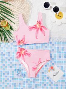 SHEIN 少女碎花比基尼套装，海滩度假风 - 彩色 - 查看 3