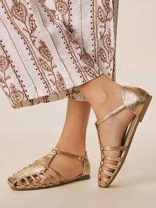 Styleloop Women Flat Sandals - Champagne - View 7