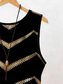 EMERY ROSE Women's Gradient Wavy Striped Print Round Neck Casual Versatile Tank Top, Spring/Summer New Arrival Best Seller - Multicolor - View 3