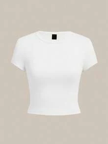 SHEIN EZwear 4件套休闲圆领短袖修身女式T恤，适合夏季穿着 - 彩色 - 查看 4