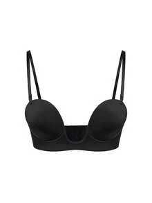 SHAPORA Women's U-Shaped Steel Bow Round Bowl Cup Integrated Bra With Removable Shoulder Straps And Back Hooks - Multicolor - View 13