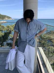 DAZY Men's Summer Solid Washed Denim Jacket - Blue - View 5