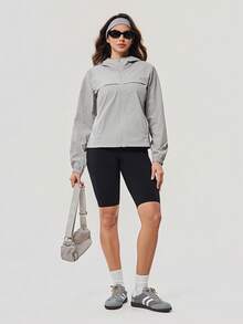 OutZeal 女士防晒夹克 纯色 徒步 健身 防紫外线 轻便 带帽 夏季户外夹克 - 灰色 - 查看 6