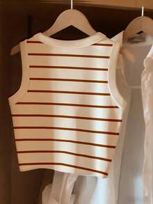 GlowEve 女士休闲日常条纹蝴蝶结印花圆领吊带背心，夏季 - 彩色 - 查看 2