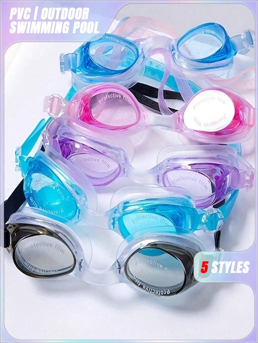 1/3游泳镜 舒适镜片双密封环弹性硅胶带防水泳镜 男女通用 防雾不漏水 专业潜水装备 - 護目鏡 - 查看 1