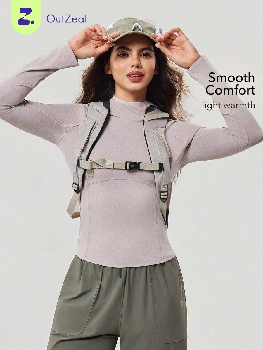 OutZeal Women Sports Hoodie Camping Hiking Soft Stretchy Long Sleeve Slim-Fit Active Tops - Grey - View 1