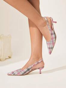 CUCCOO CHICEST 女士时尚优雅格子高跟鞋，适合圣诞派对 - 多色4 - 查看 4