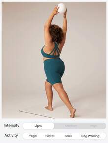 GLOWMODE FeatherFit™ Multi Crossover Strap Adjustable Buckle Back Sports Bra Low Impact Yoga Daily Removable Cups - Dark Green - View 5