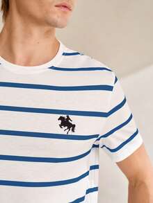 Manfinity CityGents 男女通用经典条纹马匹印花休闲 T 恤，时尚图案 T 恤 - 彩色 - 查看 2