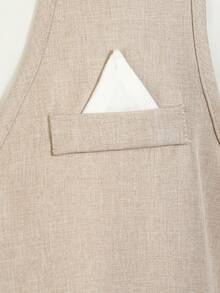 Bộ đồ lịch lãm 2 mảnh cho bé trai tuổi teen, màu trơn, thiết kế tối giản gồm áo blazer và quần short/quần dài, trang phục trang trọng cho tiệc sinh nhật, đám cưới, lễ tốt nghiệp, kỷ niệm. - Màu Khaki - Xem 8