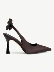 CUCCOO CHICEST Giày cao gót mũi nhọn, đế thấp, gót mảnh, quai sau đính nơ, hở gót, kiểu dáng thanh lịch và thoải mái cho nữ, thích hợp cho các buổi tiệc tối mùa xuân/thu, màu đen. - Cà phê nâu - Xem 8