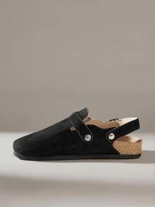 Solecia 女士平底软皮一脚蹬鞋，舒适百搭，适合通勤。 - 黑色 - 查看 3