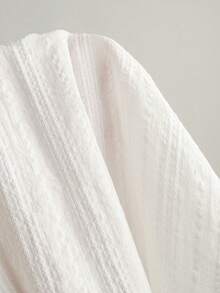 Elamini Áo sơ mi ngắn tay thắt nơ xinh xắn dành cho nữ, áo kiểu chữ A bằng chất liệu cotton nguyên chất. - trắng - Xem 6