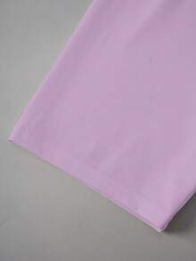 THE POWERPUFF GIRLS X SHEIN 少女休闲日常通勤时尚街头风可爱卡通字母图案条纹印花宽松T恤和骑行短裤套装，夏季 - 白色 - 查看 3