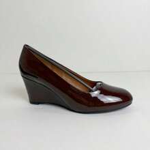 CUCCOO BIZCHIC Dark Brown Patent Leather Wedge Pumps, Versatile For Commuting Spring Shoes - dark brown - View 15